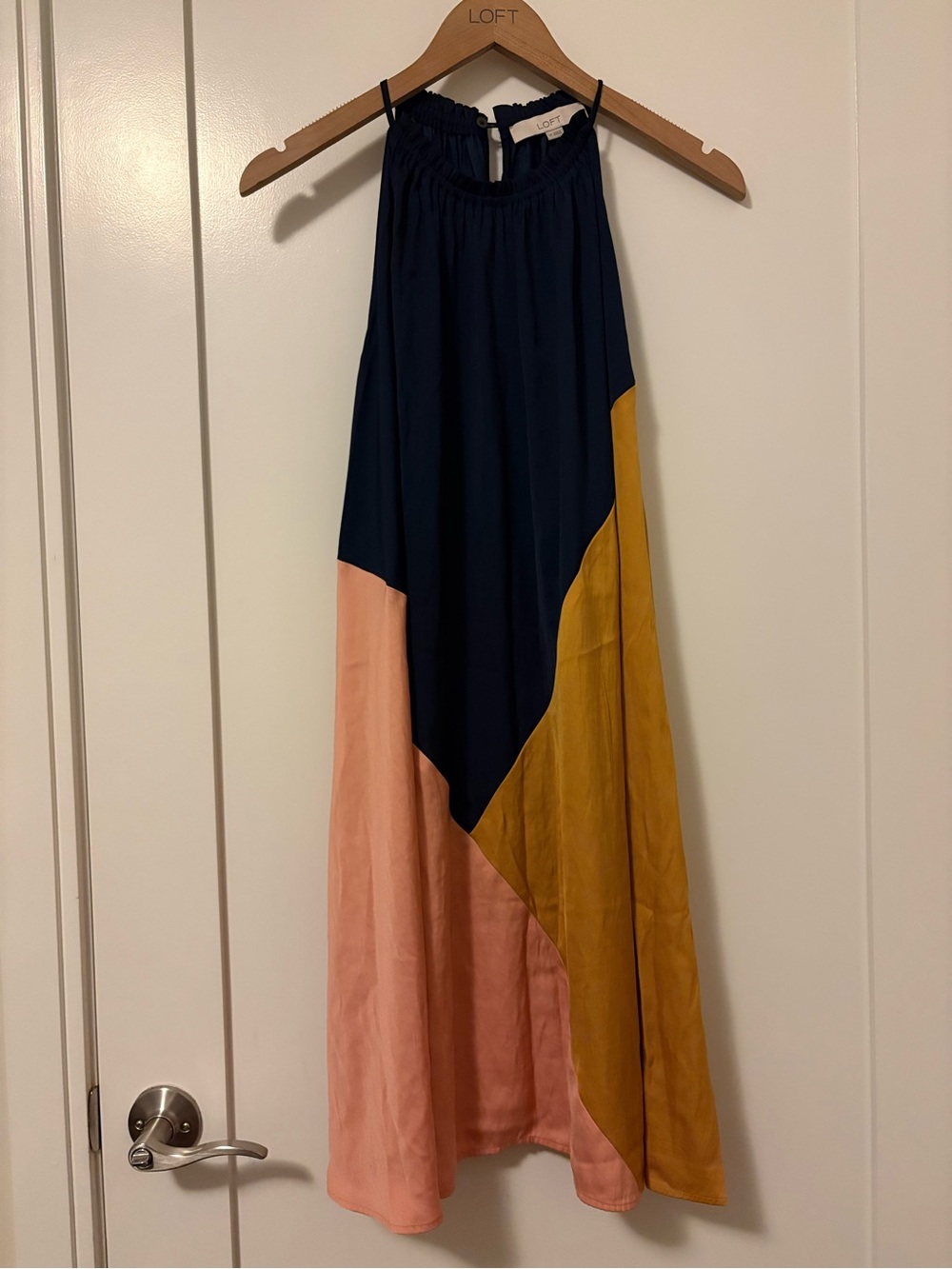 LOFT Colorblock Midi Dress in Navy, Blush & Mustard